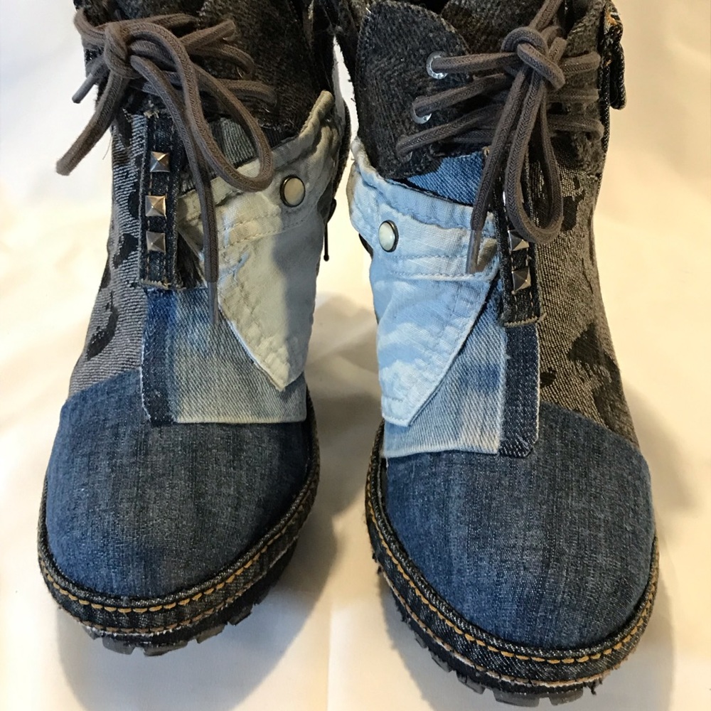 Upcycled denim bootie